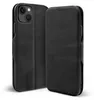 A black leather flip case for an iPhone 13 Mini is shown against a white background. Podgląd zdjęcia produktu