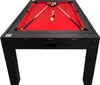 A black and red pool table with billiard balls and cues. Anteprima dell’immagine prodotto