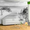 Vlies Fototapete - On the beach - black and white 100x70 cm Produktbild-Vorschau 2