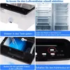 A collage of four images showing how to use a portable air cooler. Produktbild-Vorschau