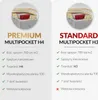 Comparison of two mattress models: PREMIUM MULTIPOCKET H4 and STANDARD MULTIPOCKET H3. Produktbild-Vorschau