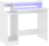 vidaXL Stôl s LED diódami vysoký lesk biely 97x45x90 cm Náhľad obrázku produktu 1