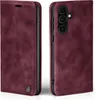 A burgundy flip case for a Samsung Galaxy phone, shown from the front and back. Produktbild-Vorschau