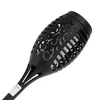 A close-up view of a black solar torch lamp with decorative cutouts. Voir les images du produit