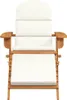 A front view of a wooden Adirondack chair with a white cushion and a matching footrest, set against a white background. Podgląd zdjęcia produktu