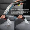 A person is demonstrating how to use a cleaning device on a sofa, showing before and after results. Náhľad obrázku produktu