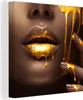 MuchoWow® - Leinwandbilder - Frau - Gold - Lippen, Produktbild-Vorschau 1