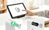 A person is using a tablet on a desk stand, with close-up views of the stand's components. Náhľad obrázku produktu