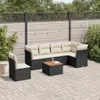 Design 7-tlg. Garten-Sofagarnitur mit Kissen Schwarz Poly Produktbild-Vorschau 1