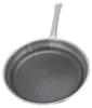 A close-up, angled view of a stainless steel frying pan with a textured interior. Produktbild-Vorschau