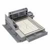 A 3D rendering of a grey storage bed frame with a slatted mattress base, drawers, and storage compartments. Produktbild-Vorschau
