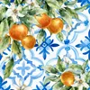 Einwegservietten / Sommerservietten im Azulejos Design mit Orangenmotiv Produktbild-Vorschau