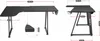 Collage of two images showing a black L-shaped gaming desk with dimensions indicated by red lines and text. Anteprima dell’immagine prodotto