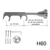 A product image showing a metal curtain rod bracket with included hardware and measurement annotations. Produktbild-Vorschau