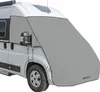 A grey protective cover is fitted to the front of a white camper van. Podgląd zdjęcia produktu