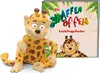 A cartoon giraffe toy and a book titled "Die Giraffenaffen - Lieblingslieder" are displayed together. Produktbild-Vorschau