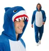 Onesie kigurumi pyžamový kostým pro dospělé žralok tmavě Náhled obrázku produktu 1