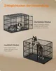 Two modes of using a dog crate are shown: 'Hundebox-Modus' (Dog Crate Mode) with the top door closed for security, and 'Laufstall-Modus' (Playpen Mode) with the top door open for more freedom. Produktbild-Vorschau