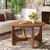 Tribesigns Runde Couchtisch aus Massivholz, 80 cm Moderne Produktbild-Vorschau 4