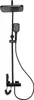 A black shower system with a rain showerhead and a handheld showerhead, mounted on a vertical pole. Náhled obrázku produktu