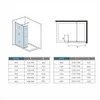 Diagrams and tables showing dimensions for shower enclosures. Produktbild-Vorschau