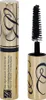 A gold-colored mascara tube with black lettering and a black mascara wand are displayed against a white background. Produktbild-Vorschau