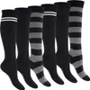 Footstar Damen Kniestrümpfe geringelt (6 Paar) - Schwarz Produktbild-Vorschau 1