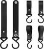 A studio shot of black utility straps with hooks. Náhľad obrázku produktu