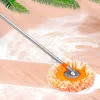 A mop with a fluffy head is cleaning a wooden floor with soap suds. Náhled obrázku produktu