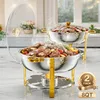 WARMOUNTS Chafing Dish Set 2er Gold 8QT Edelstahl Buffet Produktbild-Vorschau 2