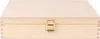 A plain, front-facing shot of an unpainted wooden box with a brass latch. Produktbild-Vorschau