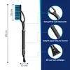 A snow brush and ice scraper with feature callouts. Produktbild-Vorschau