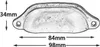A sketch of a drawer pull with dimensions indicated. Produktbild-Vorschau