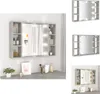 vidaXL Zrcadlová skříňka s LED betonem šedá 76x15x55 cm - Náhled obrázku produktu 1