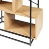 A close-up view of a wooden bookshelf with black metal framing. Náhled obrázku produktu