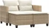 vidaXL Gartensofa 2-Sitzer mit Hockern Beige Poly Rattan Produktbild-Vorschau 1