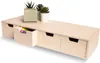 A wooden desk organizer with drawers and plants on top, set against a white background. Podgląd zdjęcia produktu