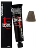 A box and tube of Goldwell Topchic hair color, with a swatch of the hair color. Podgląd zdjęcia produktu