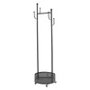 A black coat rack with a circular base and wheels, shown against a white background. Podgląd zdjęcia produktu