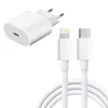 A white USB-C power adapter and a white iPhone charging cable are displayed against a white background. Produktbild-Vorschau