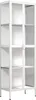 A white glass display cabinet with two doors and multiple shelves, shown against a white background. Podgląd zdjęcia produktu