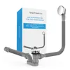 A product shot of a bathtub drain assembly and its packaging. Produktbild-Vorschau