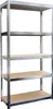 A metal shelving unit with wooden shelves against a white background. Produktbild-Vorschau