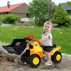 A young child is sitting on a toy digger in a grassy yard with houses in the background. Anteprima dell’immagine prodotto