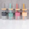 4er Set Glas mit Deckel 400ml Bunt Strohhalm Bambusdeckel Produktbild-Vorschau 6