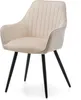 A single beige upholstered chair with black legs against a white background. Produktbild-Vorschau