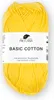 A ball of yellow yarn with a label. Produktbild-Vorschau