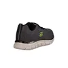 A side view of a charcoal and black Skechers shoe with a neon green 'S' logo. Náhľad obrázku produktu