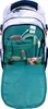 The inside of an open backpack is shown, displaying various compartments and items. Voir les images du produit