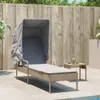 Sonnenliege mit Dach Beige Poly Rattan Produktbild-Vorschau 3
